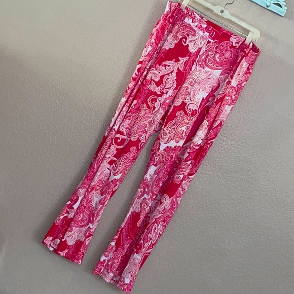 IMAN Pants - IMAN Pink Paisley Long Tall Pants Plus Size 2X 18